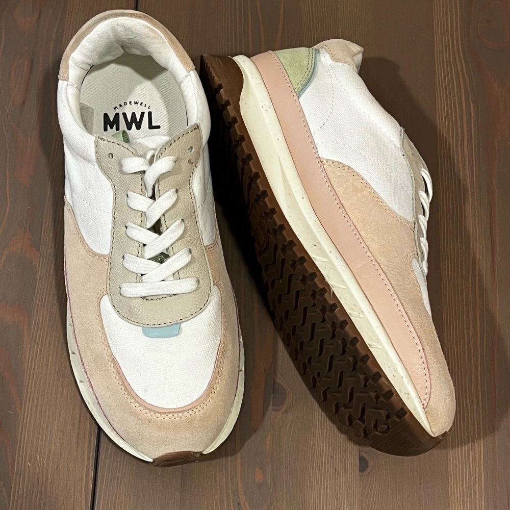 Madewell Sneakers Kickoff Trainer Pastel Color Block Lace Up Classic Womens SZ 7